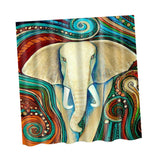 Maxbell Folk Style Bathroom Polyester Shower Curtain with 12 Hooks Set Elephant