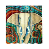 Maxbell Folk Style Bathroom Polyester Shower Curtain with 12 Hooks Set Elephant