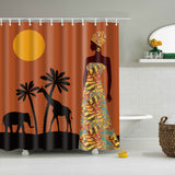 Maxbell Folk Style Bathroom Polyester Shower Curtain with 12 Hooks Set Woman