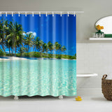 Maxbell Natural Scenery Shower Curtain Waterproof Bath Decor  Coconut Palm and Sea