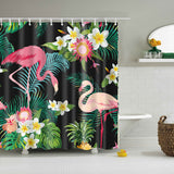 Maxbell Folk Style Bathroom Polyester Shower Curtain with 12 Hooks Set Flamingo 2