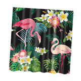 Maxbell Folk Style Bathroom Polyester Shower Curtain with 12 Hooks Set Flamingo 2