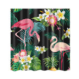 Maxbell Folk Style Bathroom Polyester Shower Curtain with 12 Hooks Set Flamingo 2