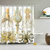 Maxbell Folk Style Bathroom Polyester Shower Curtain with 12 Hooks Set Octopus