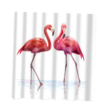 Maxbell Folk Style Bathroom Polyester Shower Curtain with 12 Hooks Set Flamingo 1