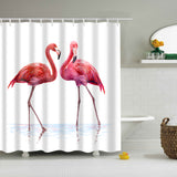 Maxbell Folk Style Bathroom Polyester Shower Curtain with 12 Hooks Set Flamingo 1