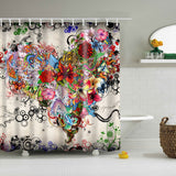 Maxbell Folk Style Bathroom Polyester Shower Curtain with 12 Hooks Set Heart