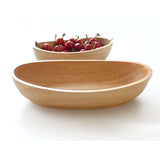 Maxbell Natural Wood Serving Tray Oval Wooden Kid Plate Cookie Candy Snacks Plates M