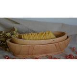 Maxbell Natural Wood Serving Tray Oval Wooden Kid Plate Cookie Candy Snacks Plates M