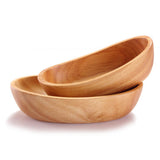 Maxbell Natural Wood Serving Tray Oval Wooden Kid Plate Cookie Candy Snacks Plates M