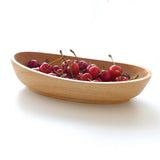 Maxbell Natural Wood Serving Tray Oval Wooden Kid Plate Cookie Candy Snacks Plates M