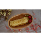 Maxbell Natural Wood Serving Tray Oval Wooden Kid Plate Cookie Candy Snacks Plates M