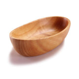 Maxbell Natural Wood Serving Tray Oval Wooden Kid Plate Cookie Candy Snacks Plates M