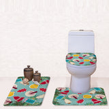 Maxbell Non-Slip Bathroom Pedestal Lid Mat Pad Toilet Rug Set Christmas Trees