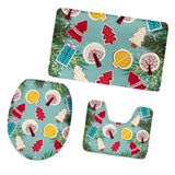 Maxbell Non-Slip Bathroom Pedestal Lid Mat Pad Toilet Rug Set Christmas Trees