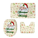 Maxbell Non-Slip Bathroom Pedestal Lid Mat Pad Toilet Rug Set Santa Claus 1