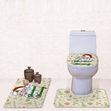 Maxbell Non-Slip Bathroom Pedestal Lid Mat Pad Toilet Rug Set Santa Claus 1