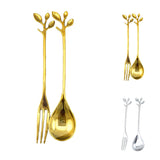 Maxbell Polished Spoon & Fork Cutlery Set for Kitchen Dining Bar Hotel Cafe  Gold