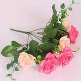 Maxbell 2 Bunch Rose Artificial Silk Flower Bouquet Plant Wedding Decor Light Pink