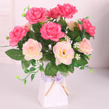 Maxbell 2 Bunch Rose Artificial Silk Flower Bouquet Plant Wedding Decor Light Pink