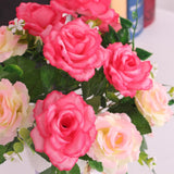 Maxbell 2 Bunch Rose Artificial Silk Flower Bouquet Plant Wedding Decor Light Pink