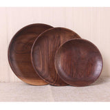 Maxbell Round Wooden Serving Tray Plate Fruit Tea Coffee Breakfast Kitchen Platter M