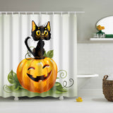 Maxbell Halloween Printed Polyester Bathroom Shower Curtain Pumpkin & Cat