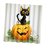 Maxbell Halloween Printed Polyester Bathroom Shower Curtain Pumpkin & Cat