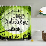 Maxbell Halloween Printed Polyester Bathroom Shower Curtain Happy Halloween Green