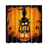 Maxbell Halloween Printed Polyester Bathroom Shower Curtain Pumpkin & Cat #2