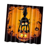 Maxbell Halloween Printed Polyester Bathroom Shower Curtain Pumpkin & Cat #2