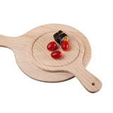 Maxbell Round Wooden Board Kitchen Pizza Bread Plate Serving Tray with Handle 12inch