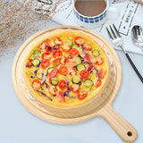 Maxbell Round Wooden Board Kitchen Pizza Bread Plate Serving Tray with Handle 12inch