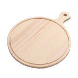 Maxbell Round Wooden Board Kitchen Pizza Bread Plate Serving Tray with Handle 12inch