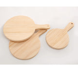 Maxbell Round Wooden Board Kitchen Pizza Bread Plate Serving Tray with Handle 12inch