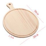 Maxbell Round Wooden Board Kitchen Pizza Bread Plate Serving Tray with Handle 12inch