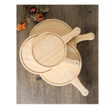 Maxbell Round Wooden Board Kitchen Pizza Bread Plate Serving Tray with Handle 12inch