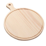 Maxbell Round Wooden Board Kitchen Pizza Bread Plate Serving Tray with Handle 12inch