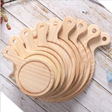 Maxbell Round Wooden Board Kitchen Pizza Bread Plate Serving Tray with Handle 6inch