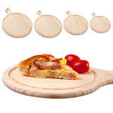 Maxbell Round Wooden Board Kitchen Pizza Bread Plate Serving Tray with Handle 6inch