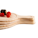 Maxbell Round Wooden Board Kitchen Pizza Bread Plate Serving Tray with Handle 9inch