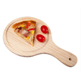 Maxbell Round Wooden Board Kitchen Pizza Bread Plate Serving Tray with Handle 9inch