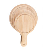 Maxbell Round Wooden Board Kitchen Pizza Bread Plate Serving Tray with Handle 9inch