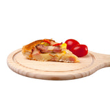 Maxbell Round Wooden Board Kitchen Pizza Bread Plate Serving Tray with Handle 9inch