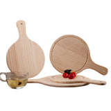 Maxbell Round Wooden Board Kitchen Pizza Bread Plate Serving Tray with Handle 9inch