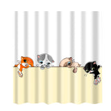 Maxbell Polyester Shower Curtain with 12 Hooks Home Bathroom Decoration Cartoon Cat