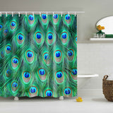 Maxbell Polyester Shower Curtain with 12 Hooks Home Bathroom Decoration Peacock