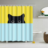 Maxbell Polyester Shower Curtain with 12 Hooks Home Bathroom Decoration Black Cat