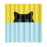 Maxbell Polyester Shower Curtain with 12 Hooks Home Bathroom Decoration Black Cat