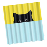 Maxbell Polyester Shower Curtain with 12 Hooks Home Bathroom Decoration Black Cat